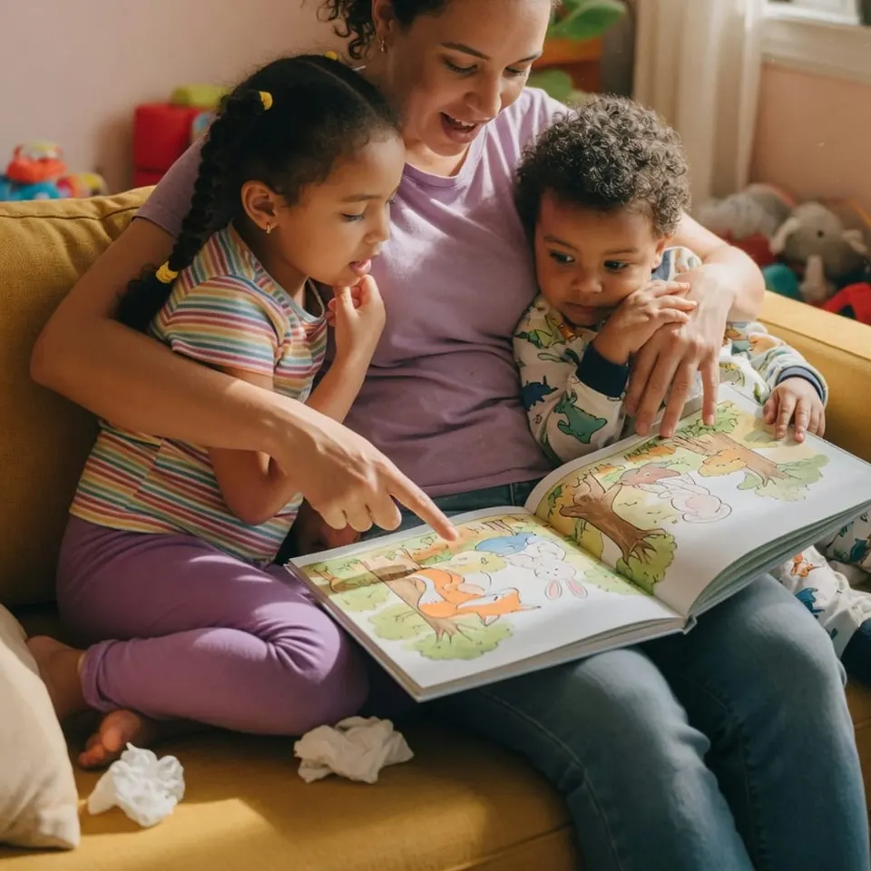 Siblings laughing together on the couch — Liftoff ABA in Bridgewater