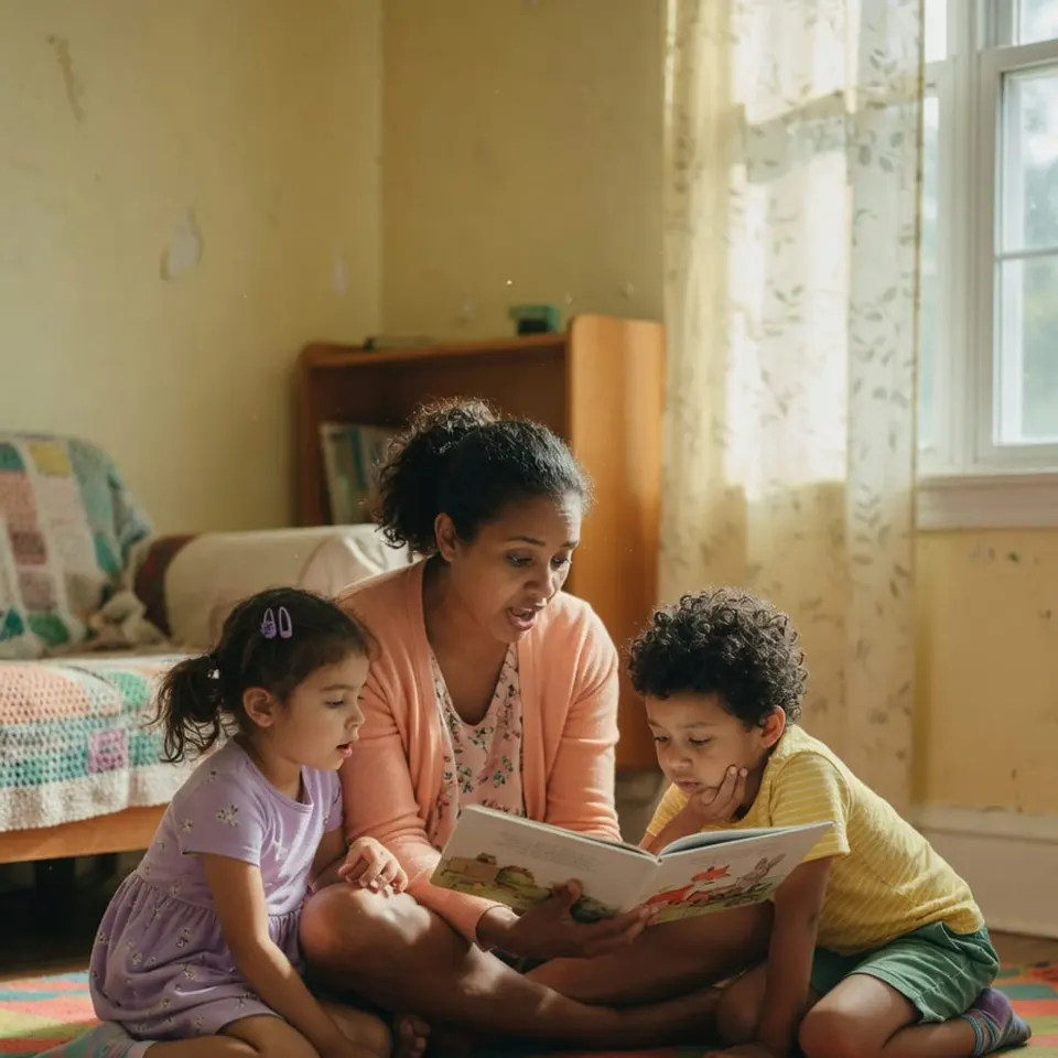 A child and adult during story time on a rug — Liftoff ABA in Camden County