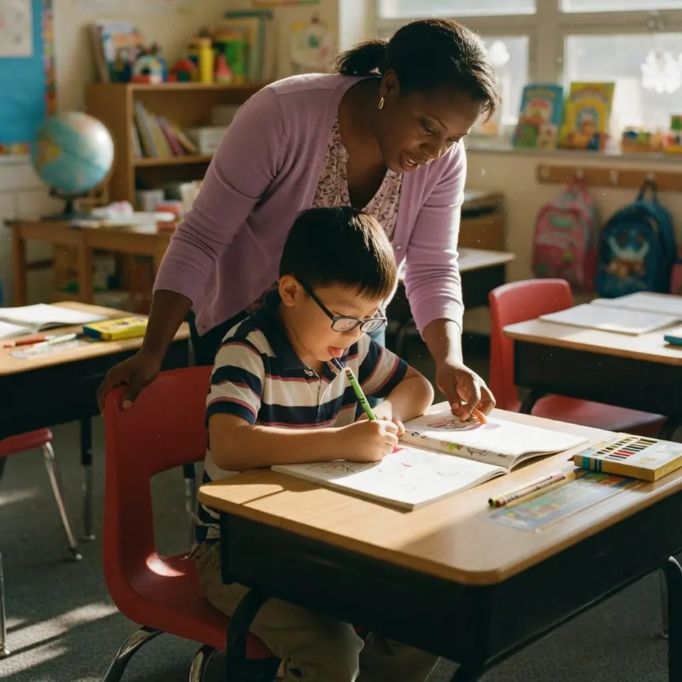 A child learning one-on-one at a desk — Liftoff ABA in Flemington