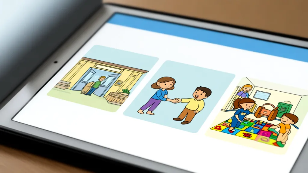 A visual schedule used to prepare a child for their first ABA therapy visit.